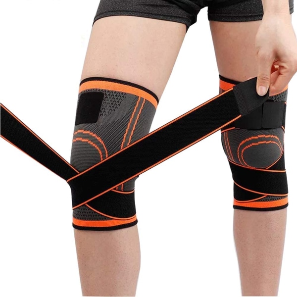 Knäskydd för Sport Ligamentskada Artros Ledat Gång Tendinit Neopren Knäortos Volley Kompression Crossfit Basketboll (Orange)