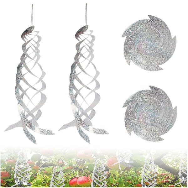 Pack Of 4 Reflective Rotator Bird Repellent Spiral Reflectors Hanging Reflective Bird Repellent Device Deterrent Birds Decoration Reflective Repellent