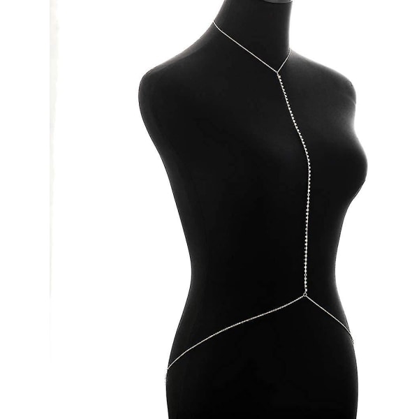 Rhinestone Body Chain, BH Kristall Bikini Body Smycken Halsband Bikini Sexiga Kedjor (guld)
