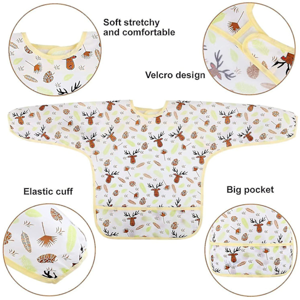 5 st Baby Bibseves - Vattentät Långärmad Haklapp Unisex Matningshaklappar 100