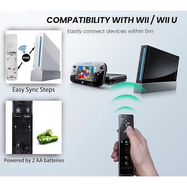 2-pack klassiska fjärrkontroller kompatibla med Wii Wii U-konsol