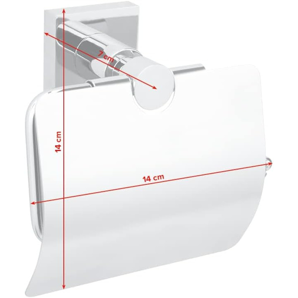 WC-paperiteline kansi, kiiltävä kromattu metalliviimeistely, liima