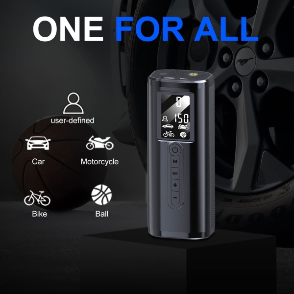AP2-P Bil Däckpump & Powerbank (2in1) 150PSI Cykelpump Mini
