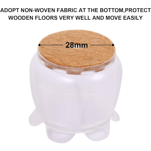 Silikon Stolsbensgolvskydd, 16-pack Halkfria PVC Stolsbenskoppar Fotskydd Hättor Stolsdyna Golvskydd Fötter för 22-28mm