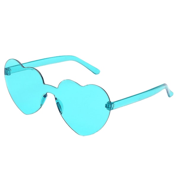 Candy Color Hjärta Solglasögon Mode båglösa Solglasögon för vuxna Lake Blue