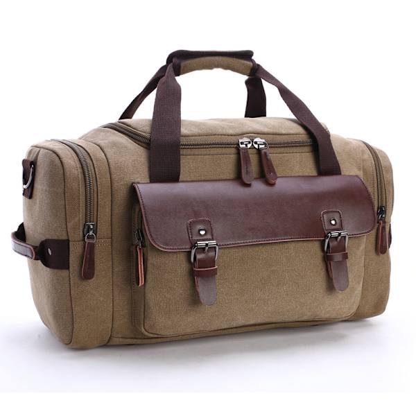 Ekspanderbar Canvas Duffel Bag Reise Overnatting Holdall Weekend Bag