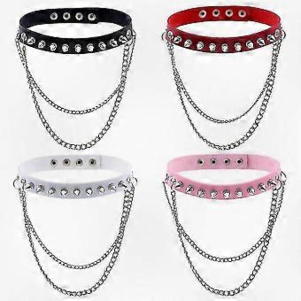 Edgy Spike Studded Leather Link Collar Choker Halskjede for Alternative Moteelskere Orange