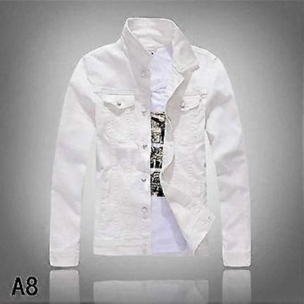 2025 Jeansjacka för män - Casual Slim Fit bomullsjacka för en stilfull look, perfekt för alla tillfällen white 4XL