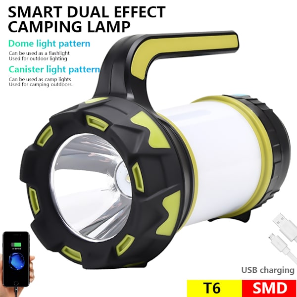 Retkeilylyhty, USB-ladattava LED-retkeilyvalo himmennettävä Ip6