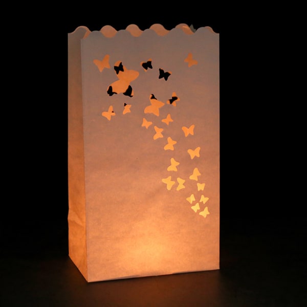 Butterflies 20 Pieces White Candle Bag Flame Resistant Lanterns L