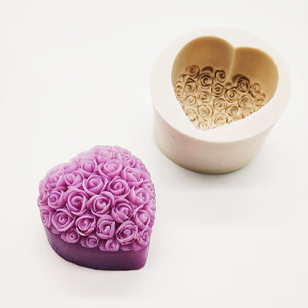 Hjärtformad rosform kärlek blomma silikonform DIY mousse tårtform 4:e för hemmabruk