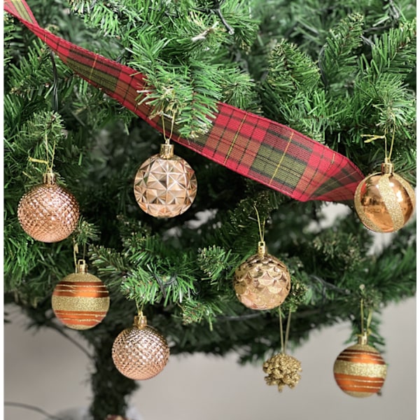 42 st vita och röda julgranskulor, krossäkra julgransprydnader