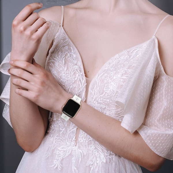 4-paks blonde silikonbånd som er kompatible med Apple Watch Band ,Wome