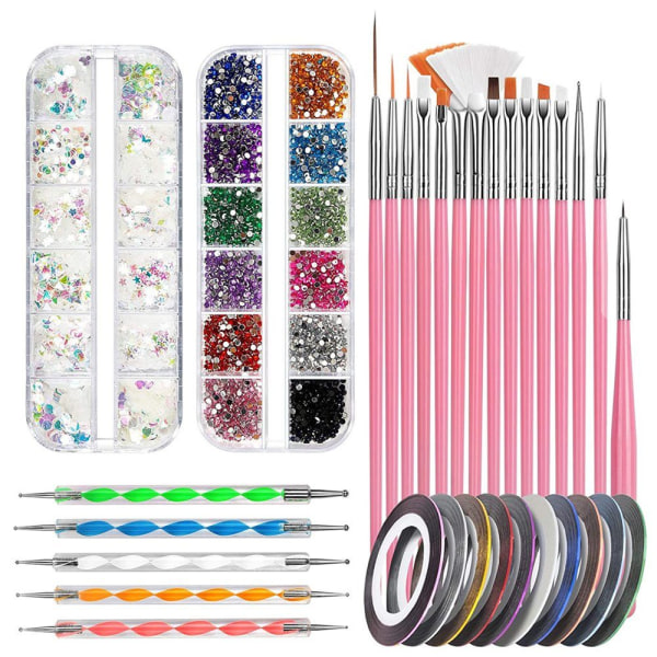 (Rosa) Nail Art Design Accessories Nail Art Brush Set