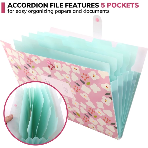 Pink 5 Pockets Expandable Expanding File,Expanding File Folder A4