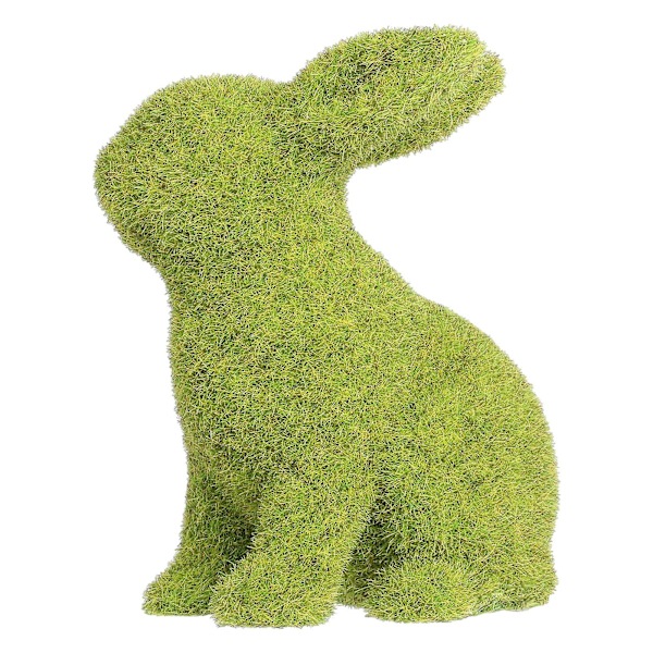 Tomfeel Flocking Bunny Dekorasjon Fe Hagemuse Skulptur Moss Påske Ornament (armegrønn)