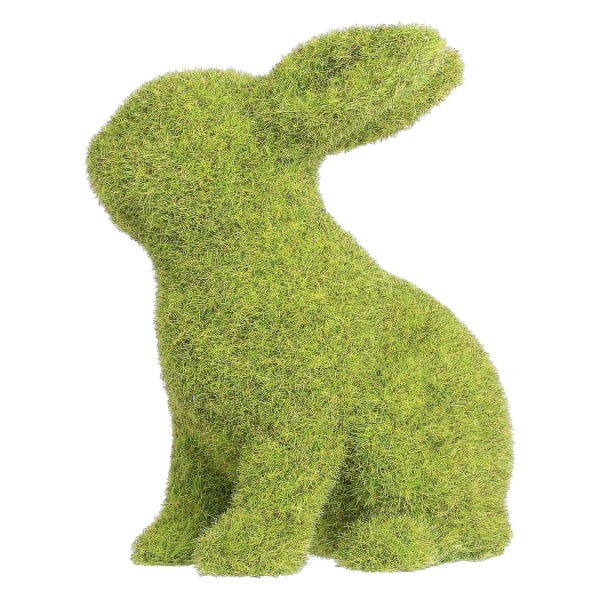 Tomfeel Flokker kanin dekorasjon Fe Hage Kanin Skulptur Mose Påske Ornament（hærgrønn）