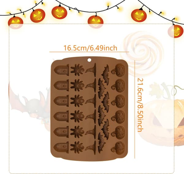 (1 stk. Brun) Halloween Silikonform, 30-Hul Halloween Chocola