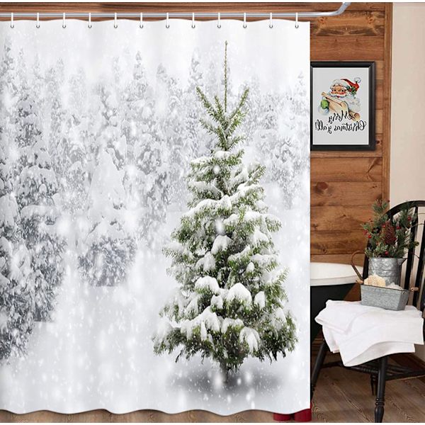 180×180CM Vinter Ceder Bruseforhæng (Hvid), Bruseforhæng