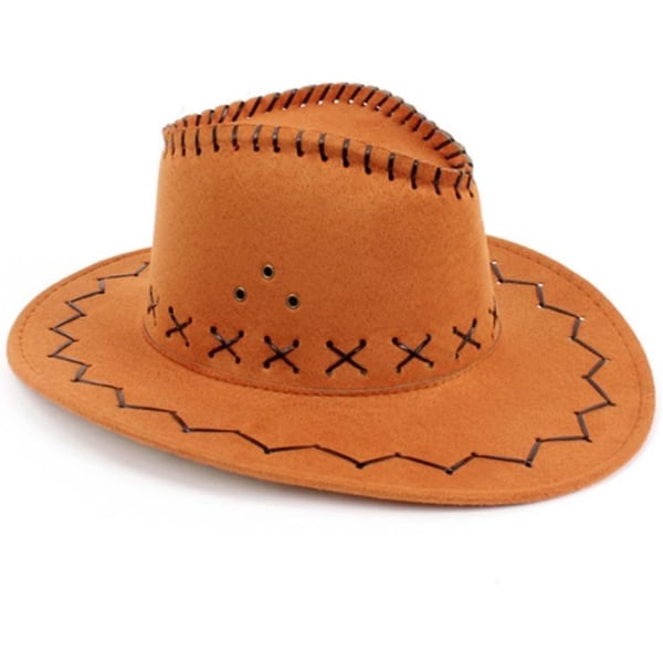 Leveälierinen cowboy-hattu asusteeksi, villi länsi cowgirl-hattu, oranssi keltainen, L