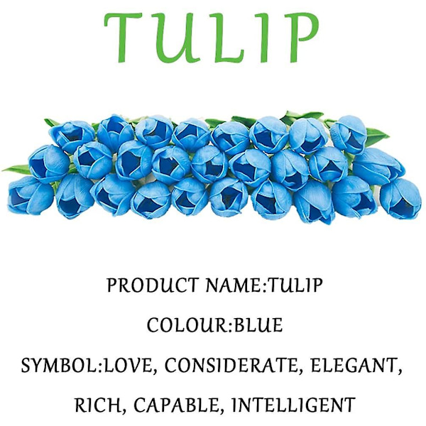 Keinotekoinen tulppaani Hollantilainen mini tulppaani Aito kosketus Kukat 24 kpl DIY-kotijuhliin Hääkoristeluun (sininen)（Sininen）