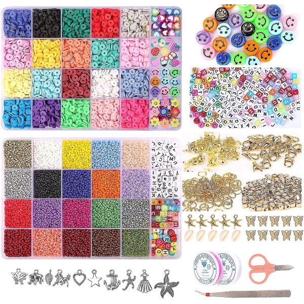 Macaron Color Millet Beads Soft Pottery Letter Beads 24 Grid Diy Set Box Set