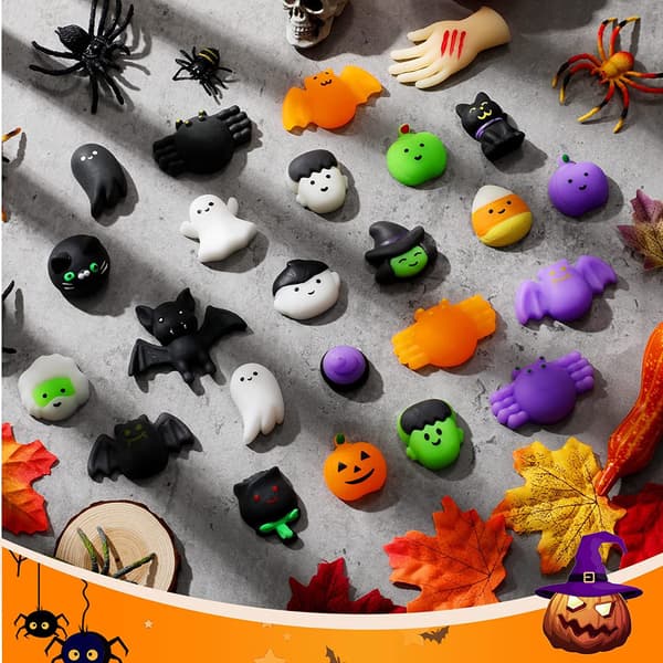 20-delt sæt Halloween klemmelegetøj, sødt stressaflastende legetøj, græskar spøgelse edderkop legetøj, velegnet til børnefester (tilfældig)