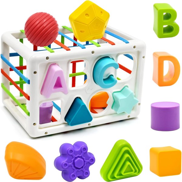 Form sorter leksak bebis 6 12 18 månader 1 år gammal, sensorisk Montesso