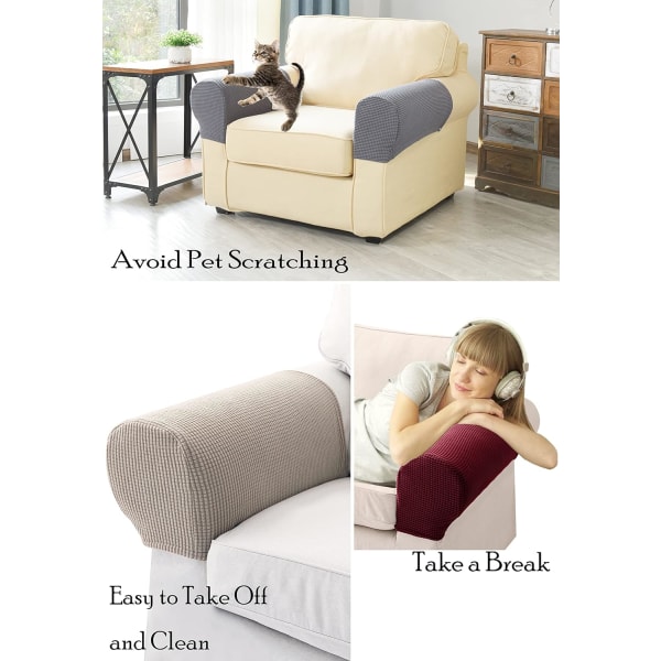 (Svart) Armstödsöverdrag, Set om 4 Stretch Armstöd för Soffa