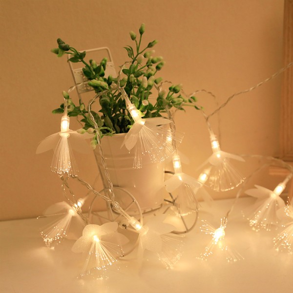 Fiberoptiske blomsterlyskjeder, 3 meter 20LED dekorative fe