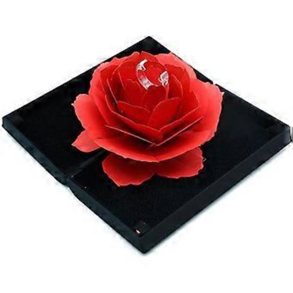 Ringeæske, 3D Pop Up Rose Ringeholder Etui Til Forlovelse Bryllup Smykke Gaveæske, Sort (Ring ikke inkluderet)