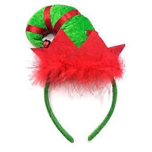 Punainen ja vihreä raidallinen tonttulakki jouluksi, naamiaisasuste, hiuspanta (1x hiuspanta)