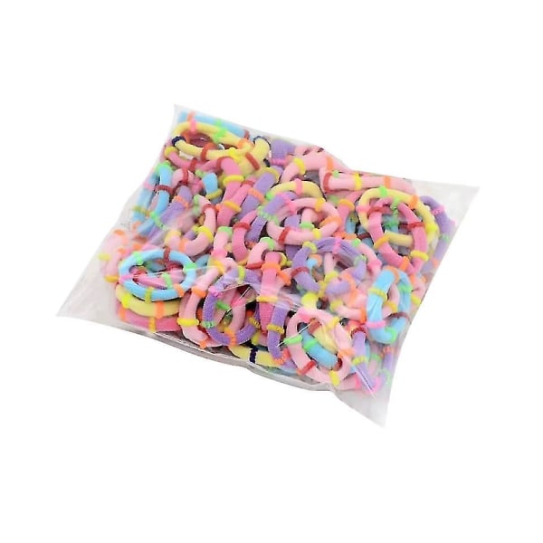 [100 stk. søde mini-scrunchies ][ Søde pigefarvede hårelastikker ][ Børneelastikker