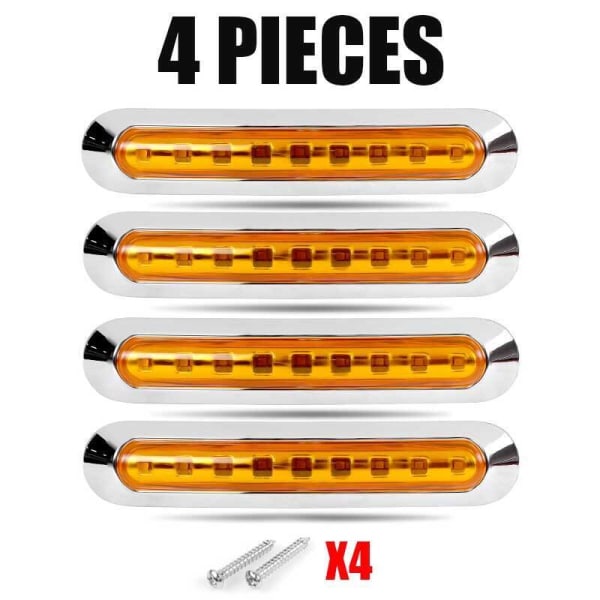 4pcs Amber 9 LED Clearance Side Marker Light for Truck Trailer R