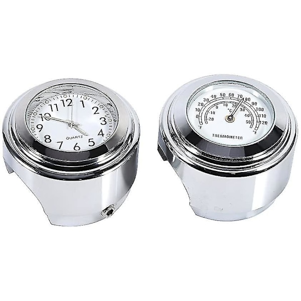 Motorcykel Styr Ur, 7/8 &quot;Vandtæt Motorcykel Styr Montering Digital Ur Og Temp Termometer Hvid