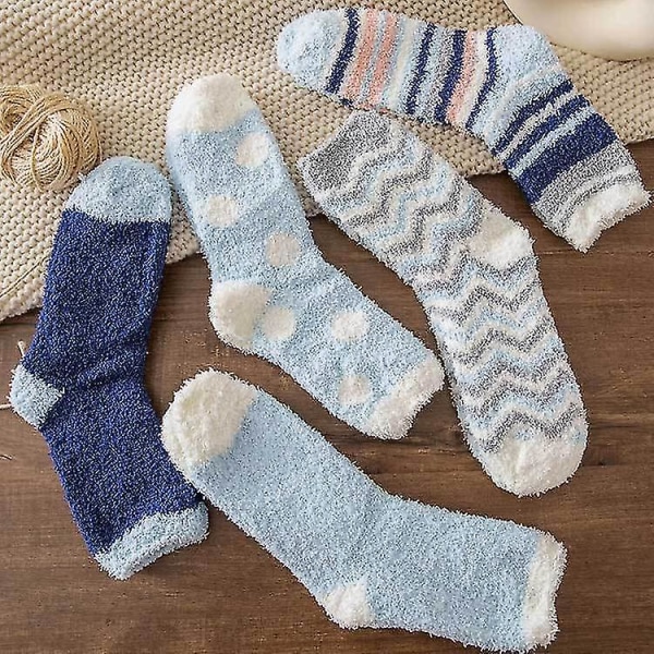 Kartokner Fuzzy Mysiga strumpor Dam Fluffy Plush Crew Slipper Sock For Girls Warm Winter 10 Par