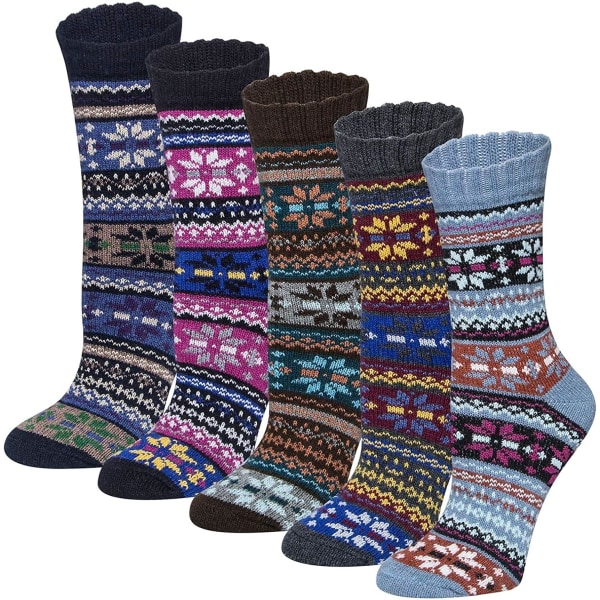 5 par dam vinterstrumpor, varma bomullsullstrumpor unisex present 36-