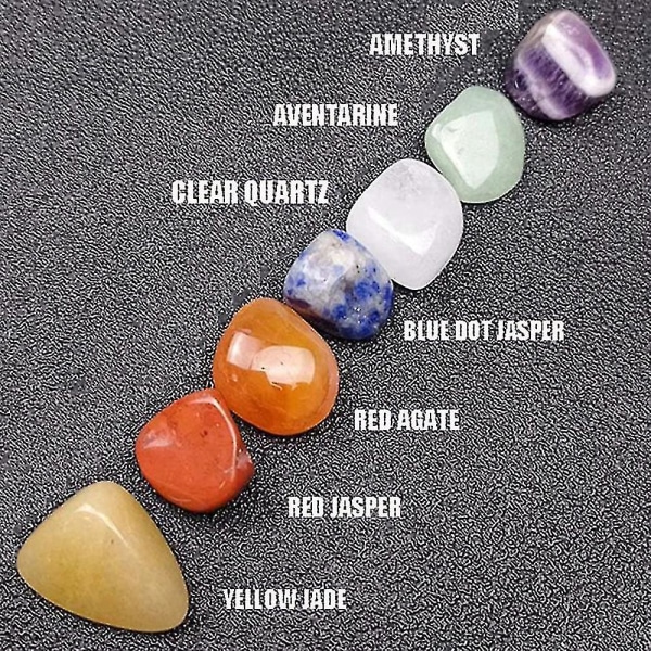 7 Chakra Healing Crystal Stone Set Reiki Meditasjonsstein Yoga Amulet Med Gaveeske