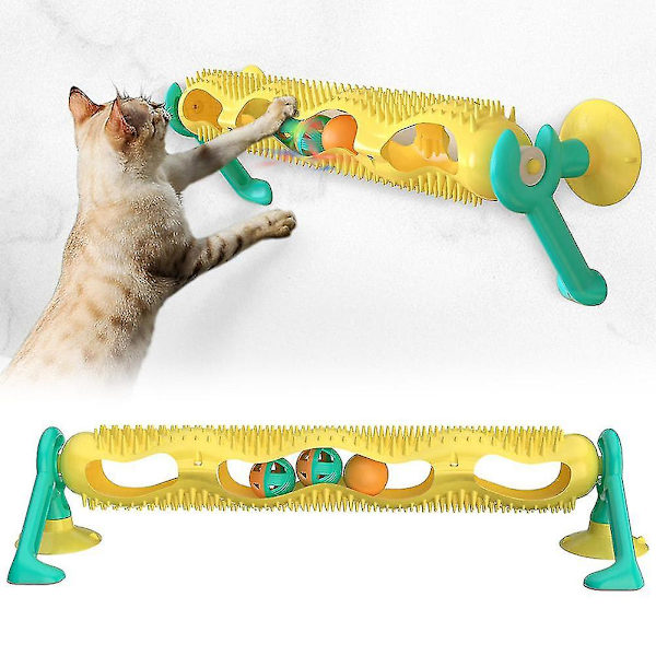 Sugkopp husdjur katt retas spårboll leksak interaktiv med kattmynta ljusboll massage leksaker