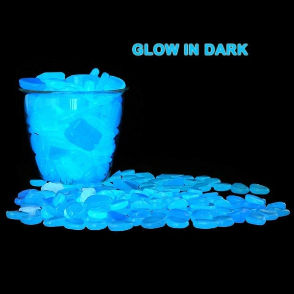 50 stk. Glow In The Dark Pebble Stones Lysende Dekoration Til Akvarium Have Gang Sti Blomst Potte Seng Skinnende Hvid
