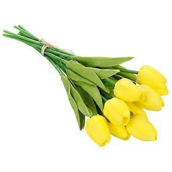 Sæt med 10 realistiske tulipanblomster til fest og boligindretning Yellow