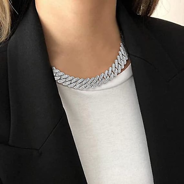 20 mm kubansk kjede halskjede Rhinestone innlagt halskjede Punk Hip Hop smykker Hip Hop smykker for kvinner jenter og menn