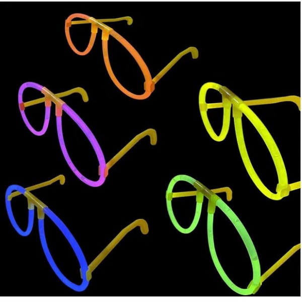 10 Pack Glow In The Dark Rave Party Glasses | 8 Glow Party Supplies | 5 Colours Light Up Neon Glowstick Shades | Ideal