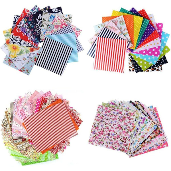 Patchworktyg 10x10cm färgglad bomullstygpaket 60 st