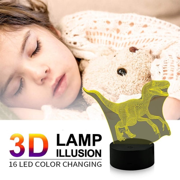 3d Dinosaur Led Nattljus Olika mönster och 7 färger med fjärrkontroll Bästa presenten för barn Flickor Pojkar（37）