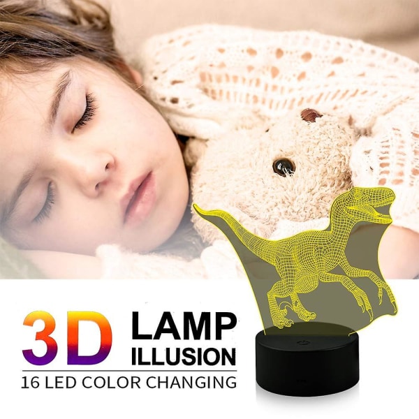 3D Dinosaur LED nattlys - Forskjellige mønstre og 7 farger med fjernkontroll - Beste gave til barn, jenter og gutter (38)