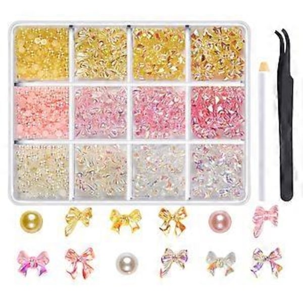 1 Ask 3D Fjärilsnagelberlocker Strass Hantverk Nagelkonsttillbehör Resin Nageldekoration för Nagelentusiaster 12FH11