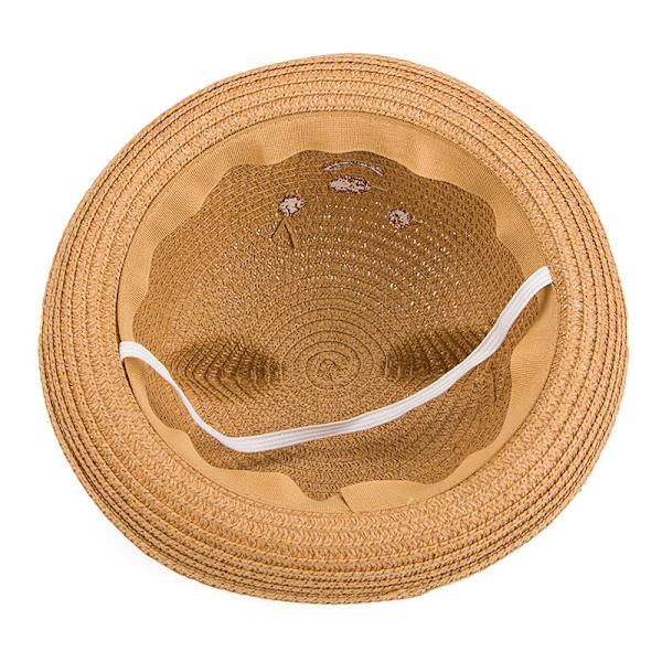 1 st Floppy Hat Bred Brätte Solhatt Mode Resa Baby Strandhatt Perfekt för Semester Mörkblå Halm
