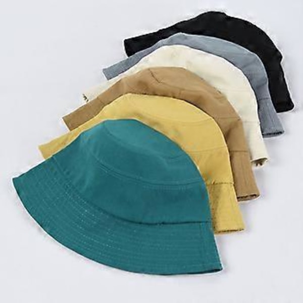 Ensfärgad Bucket Hat, Solhatt, Justerbar Solhatt, Tätt Vävd Cirkulär Struktur, Enkel och Trendig (Gul)