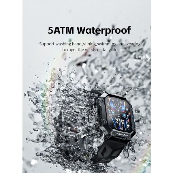 Smart Watch For Men Vattentät Smartwatch Bluetooth Iphone Samsung（Gul）